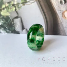 18.3mm A-Grade Natural Floral Imperial Jadeite Abacus Ring Band No.162219B