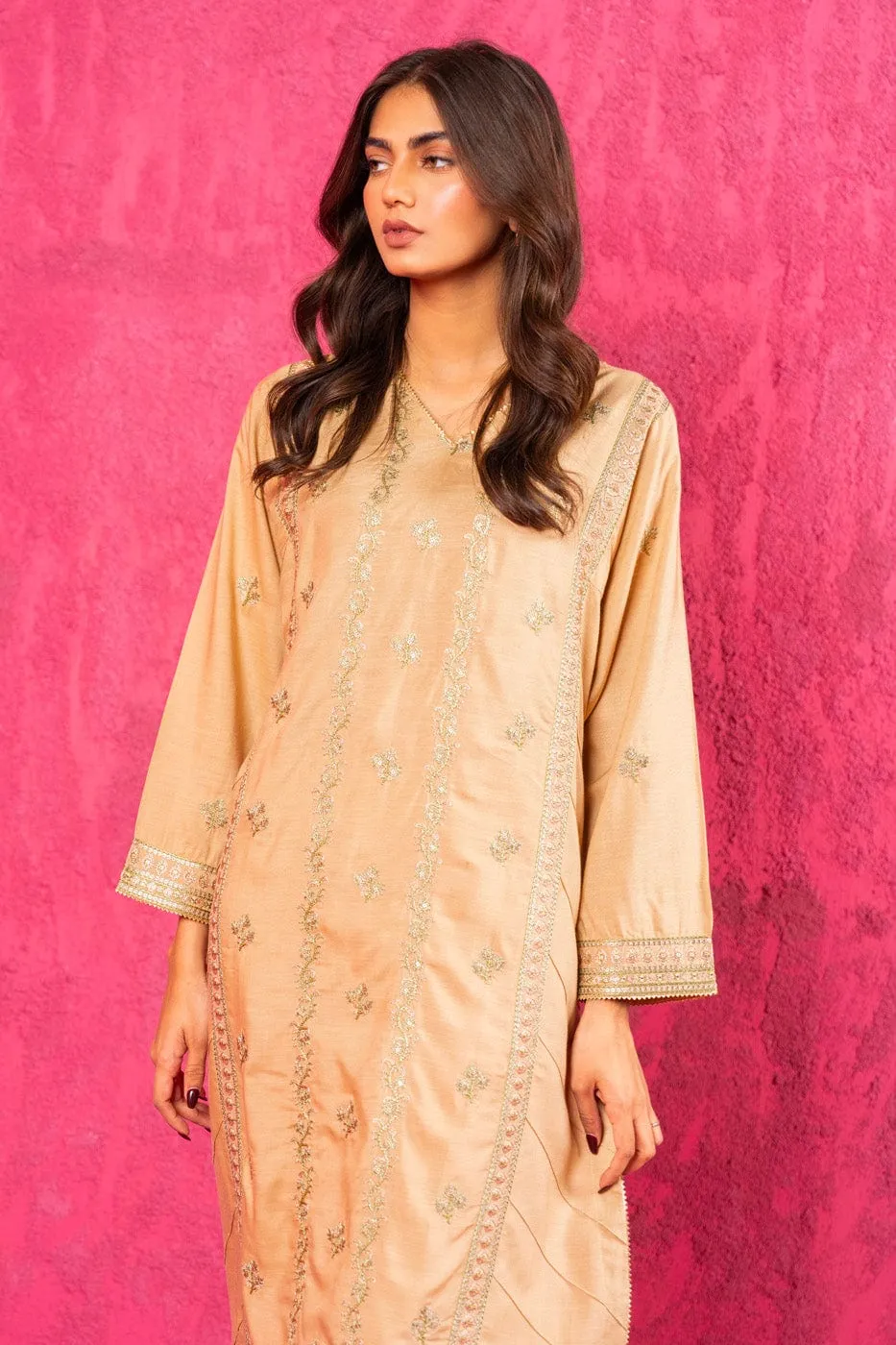 2 Pc Embroidered Raw Silk Outfit