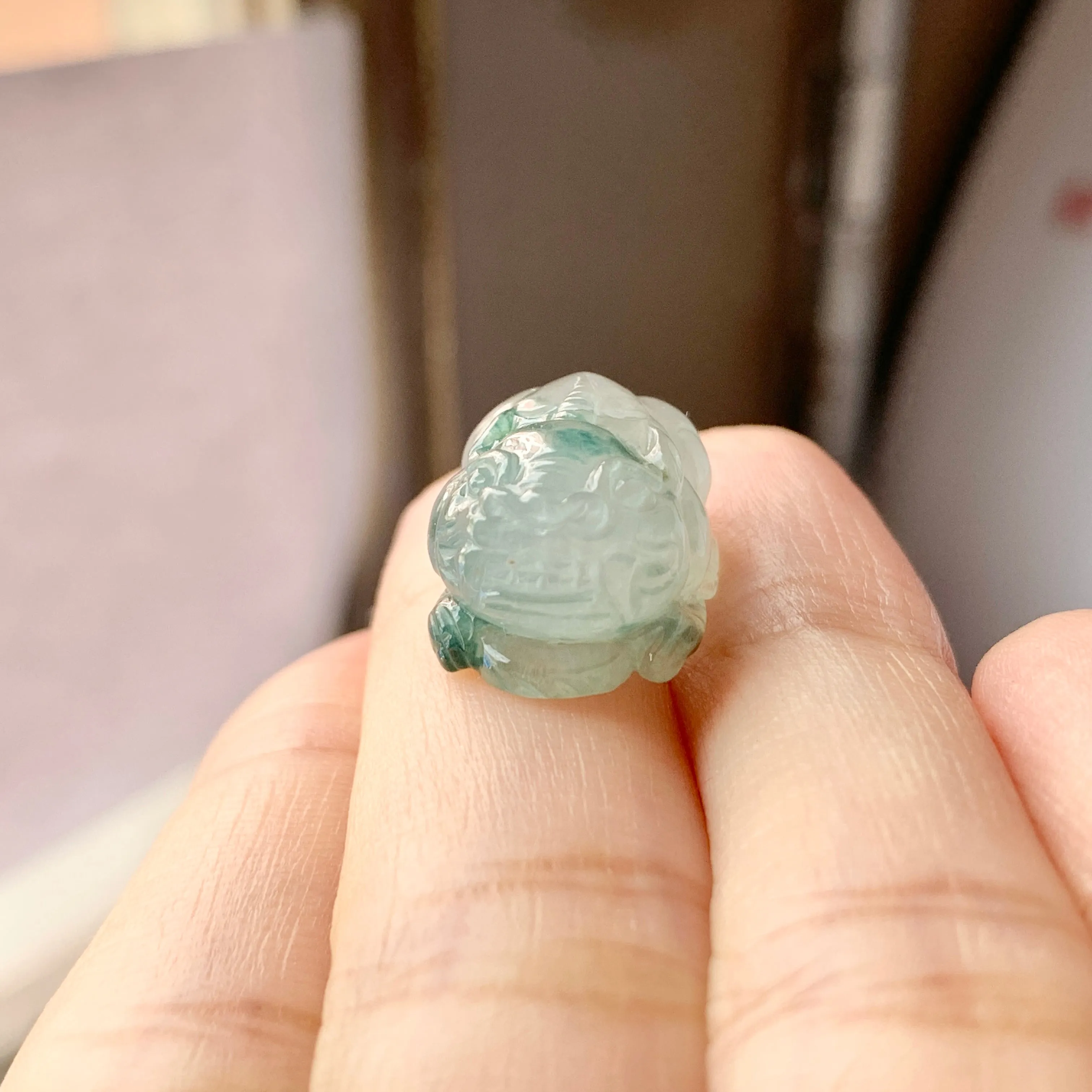 A-Grade Natural Floral Jadeite Pixiu No.171726