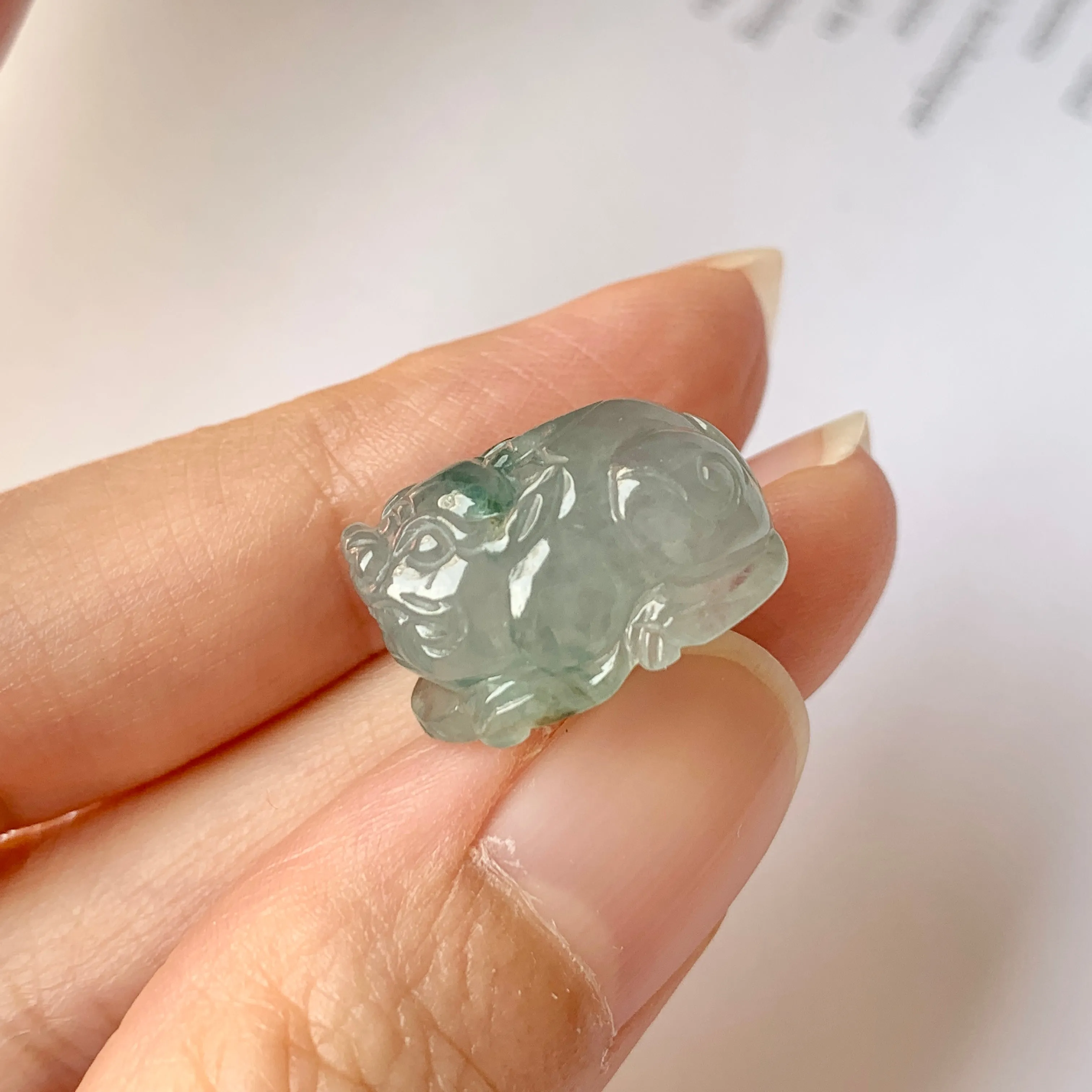 A-Grade Natural Floral Jadeite Pixiu No.171726