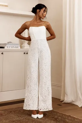 Ankita Strapless Lace Jumpsuit White