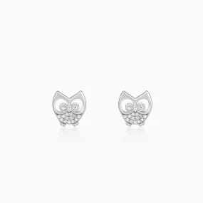 Anushka Sharma Silver Sparkling Owl Earrings