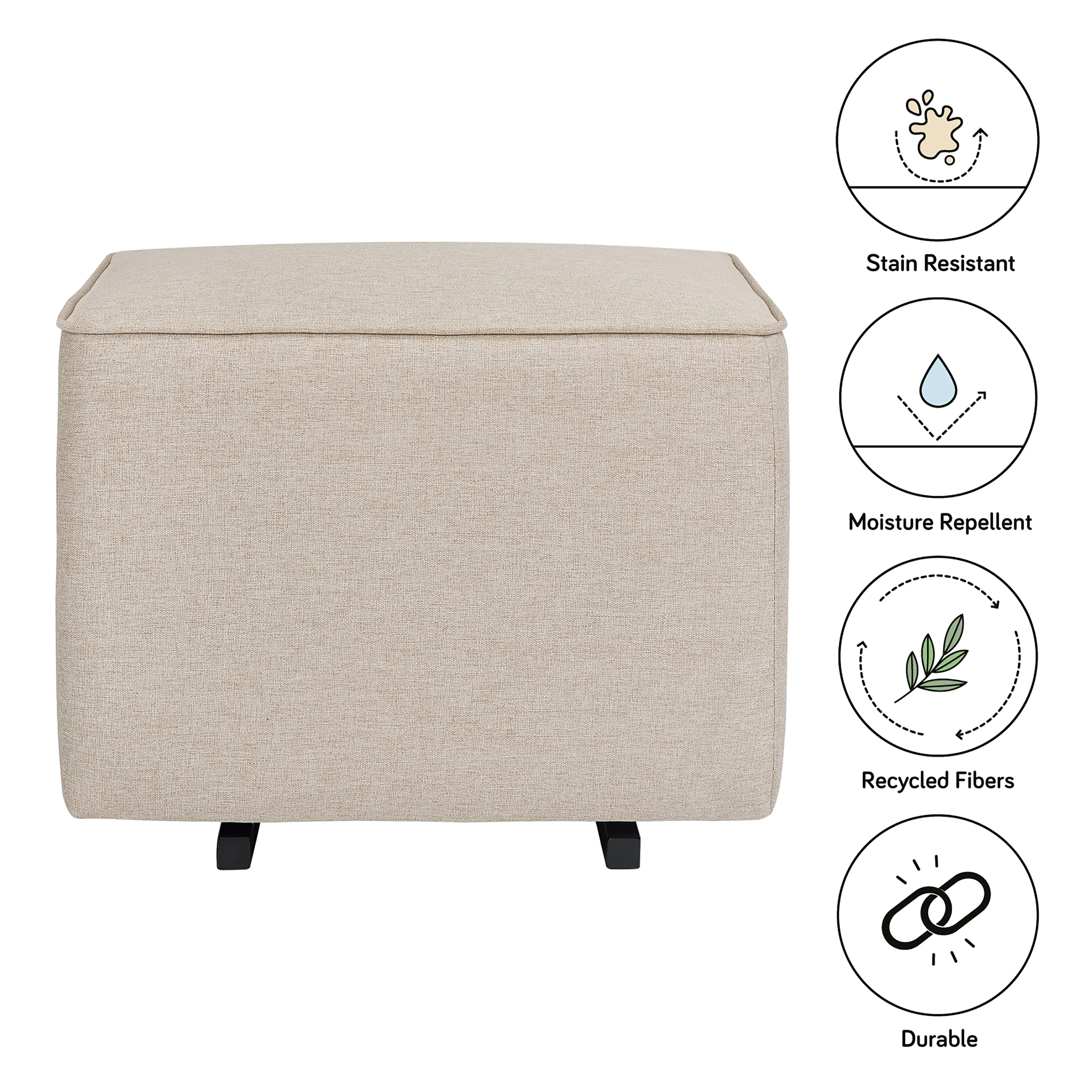 Babyletto Kiwi Gliding Ottoman in Eco-Performance Fabric