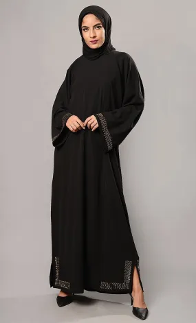 Beads Embroidered Bell Sleeves Abaya Dress - Final Sale