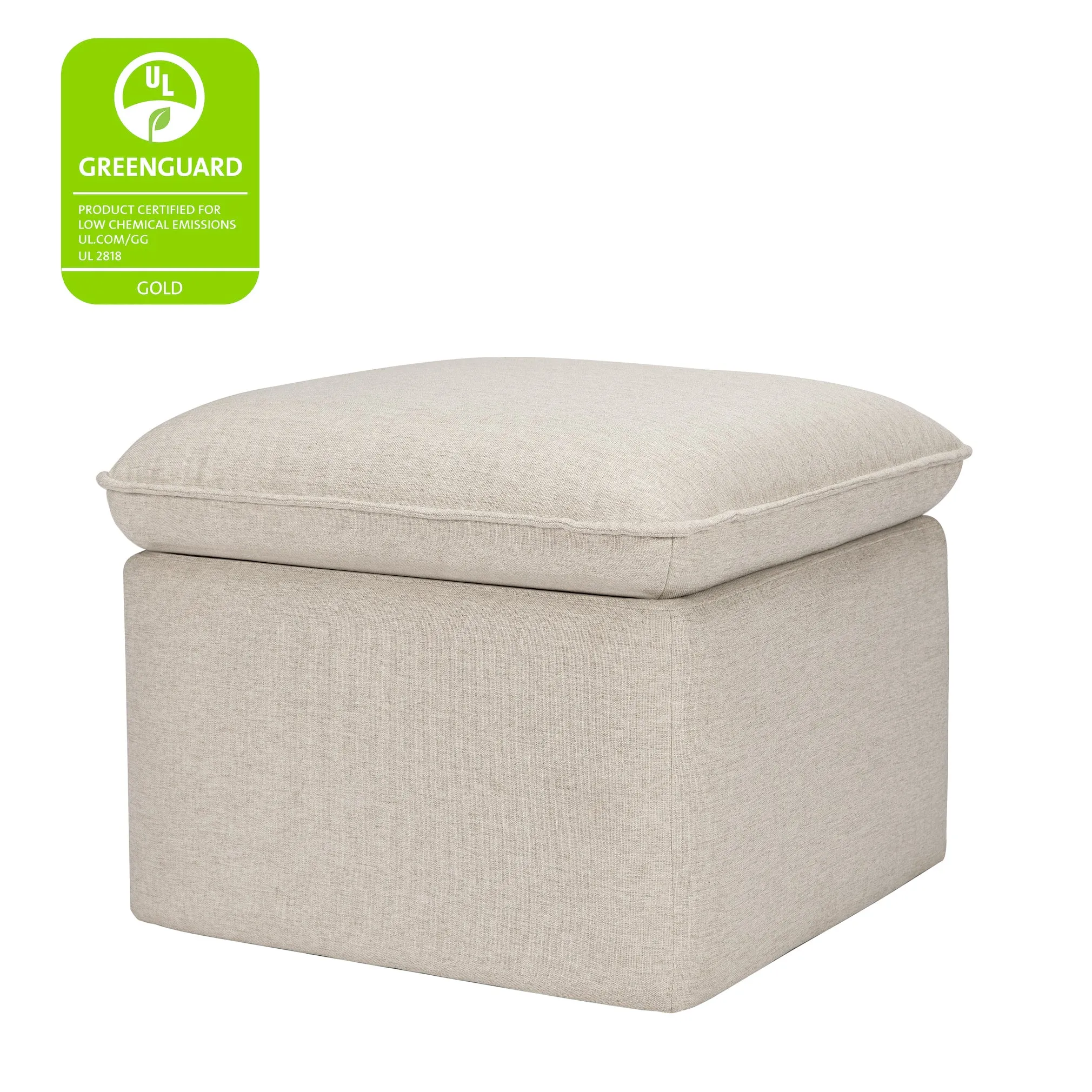 Cali Storage Ottoman in Eco-Performance Fabric with USB port - Beach