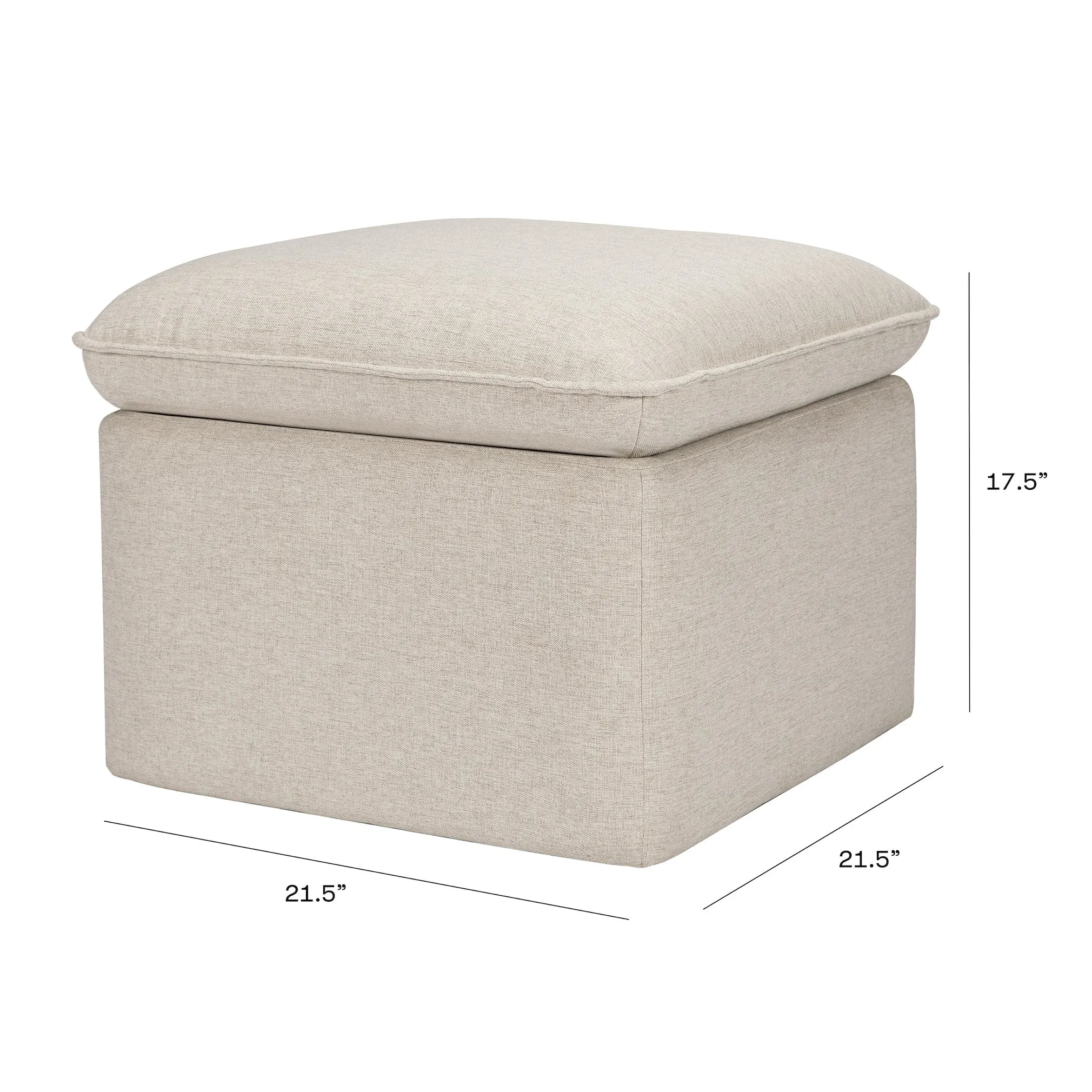 Cali Storage Ottoman in Eco-Performance Fabric with USB port - Beach