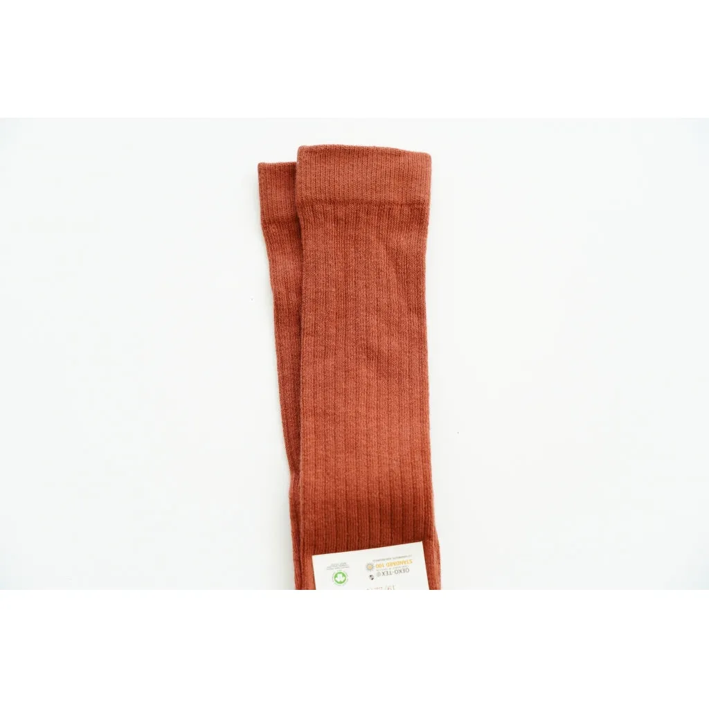 Children's Organic Cotton Knee High Socks - Rust