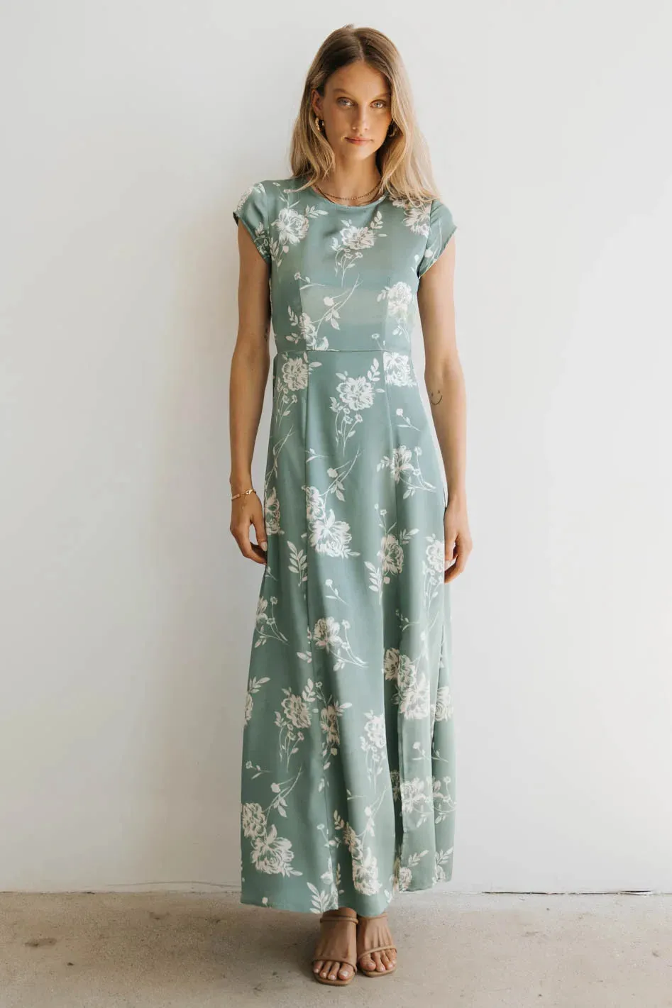 Daniella Floral Dress in Sage