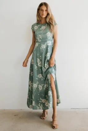 Daniella Floral Dress in Sage