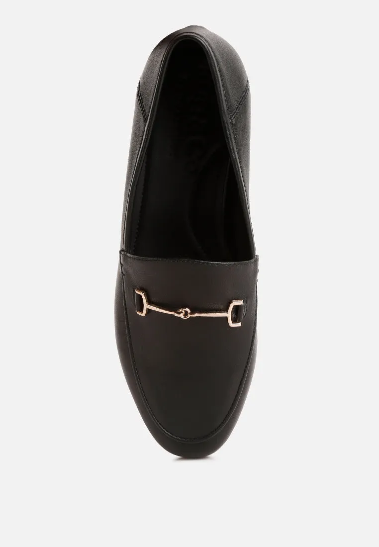 DARETH Horsebit Flat Heel Loafers in Black