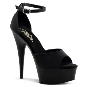 DELIGHT-618PS Black Ankle Peep Toe High Heel