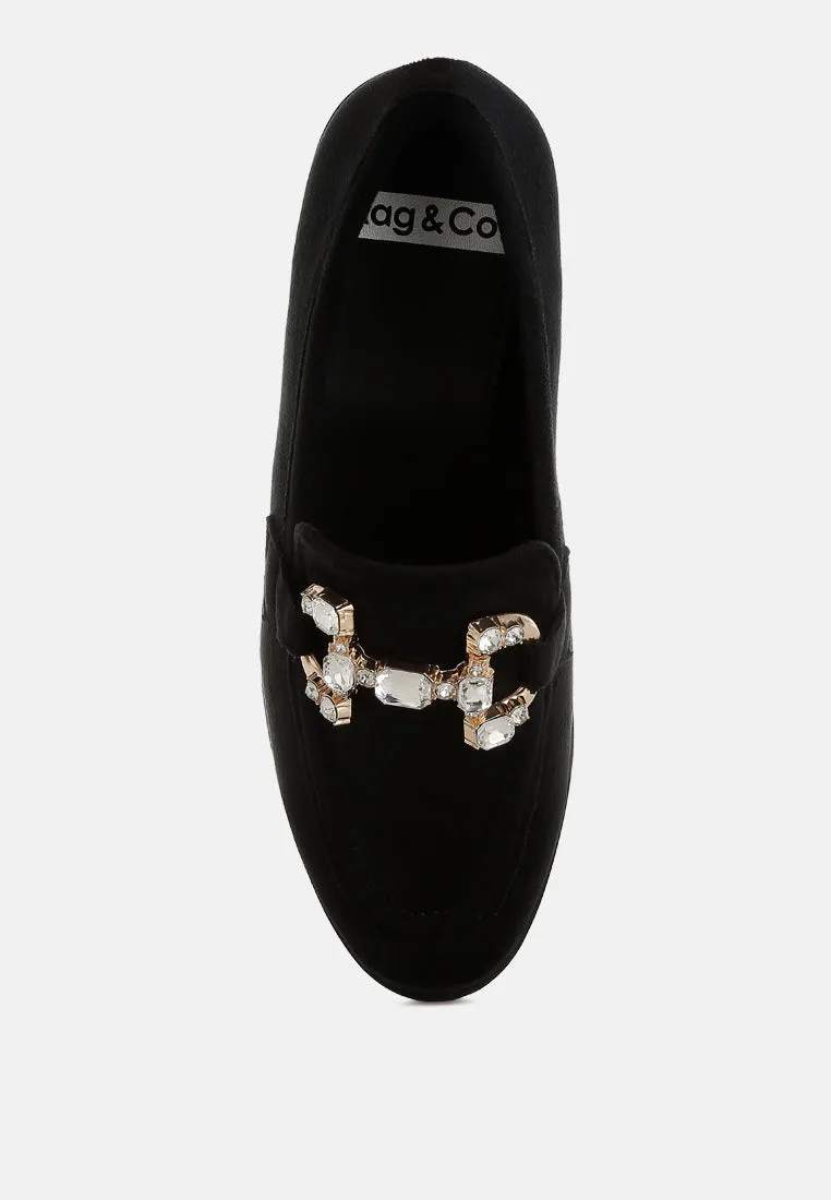 Diamante Embellished Horsebit Loafers by RUW