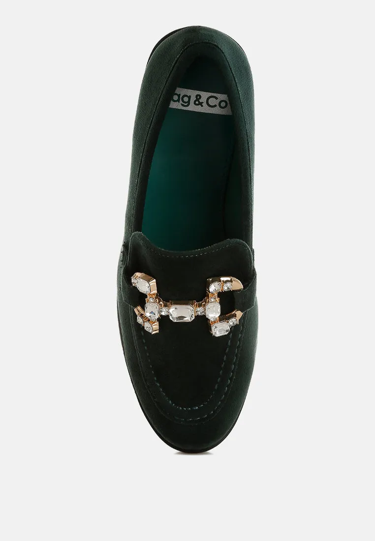 Diamante Embellished Horsebit Loafers by RUW