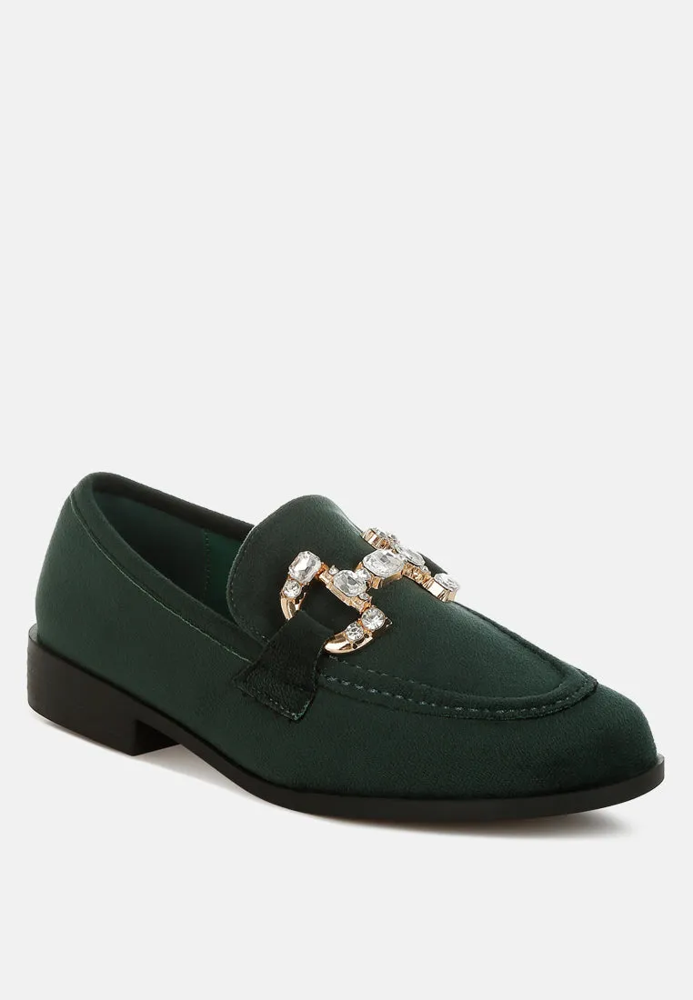 Diamante Embellished Horsebit Loafers by RUW