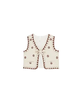 Embroidered Vest in Natural