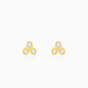 Gold Trifecta Diamond Earrings