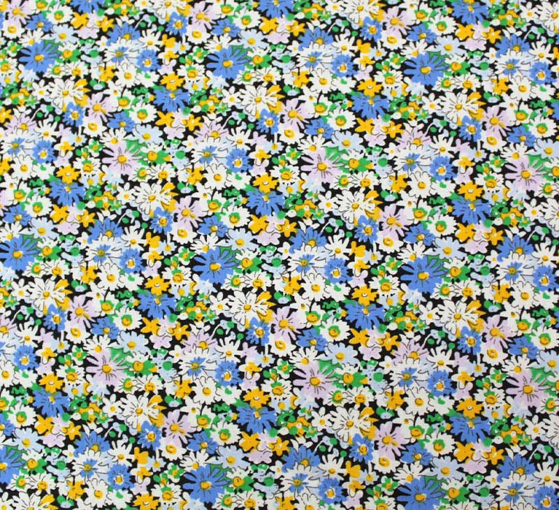 Great Value - Wide Width Floral Cotton - Blue - Flower Fields