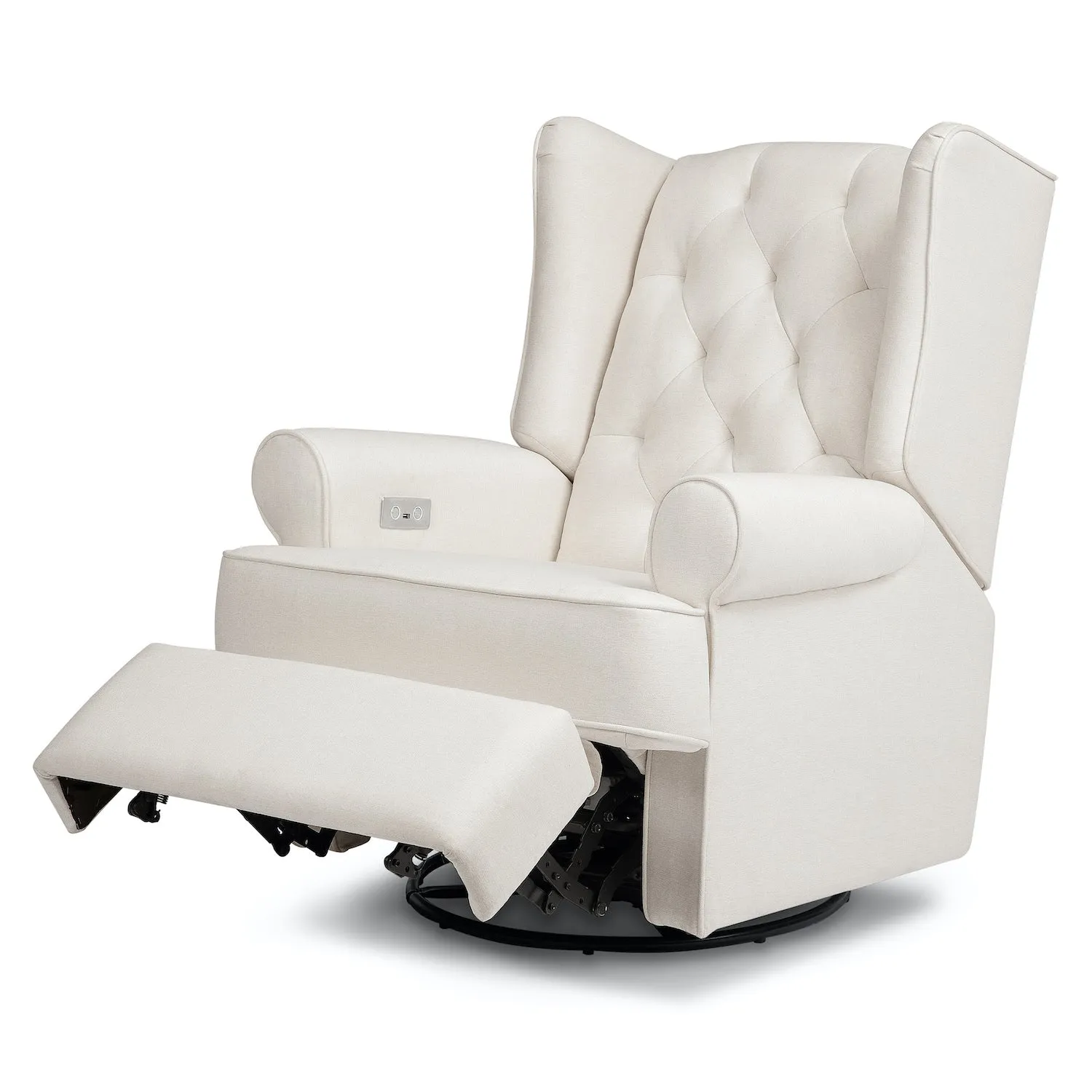 Harbour Electronic Recliner   Swivel Glider in Eco-Performance Fabric with USB Port - Cream