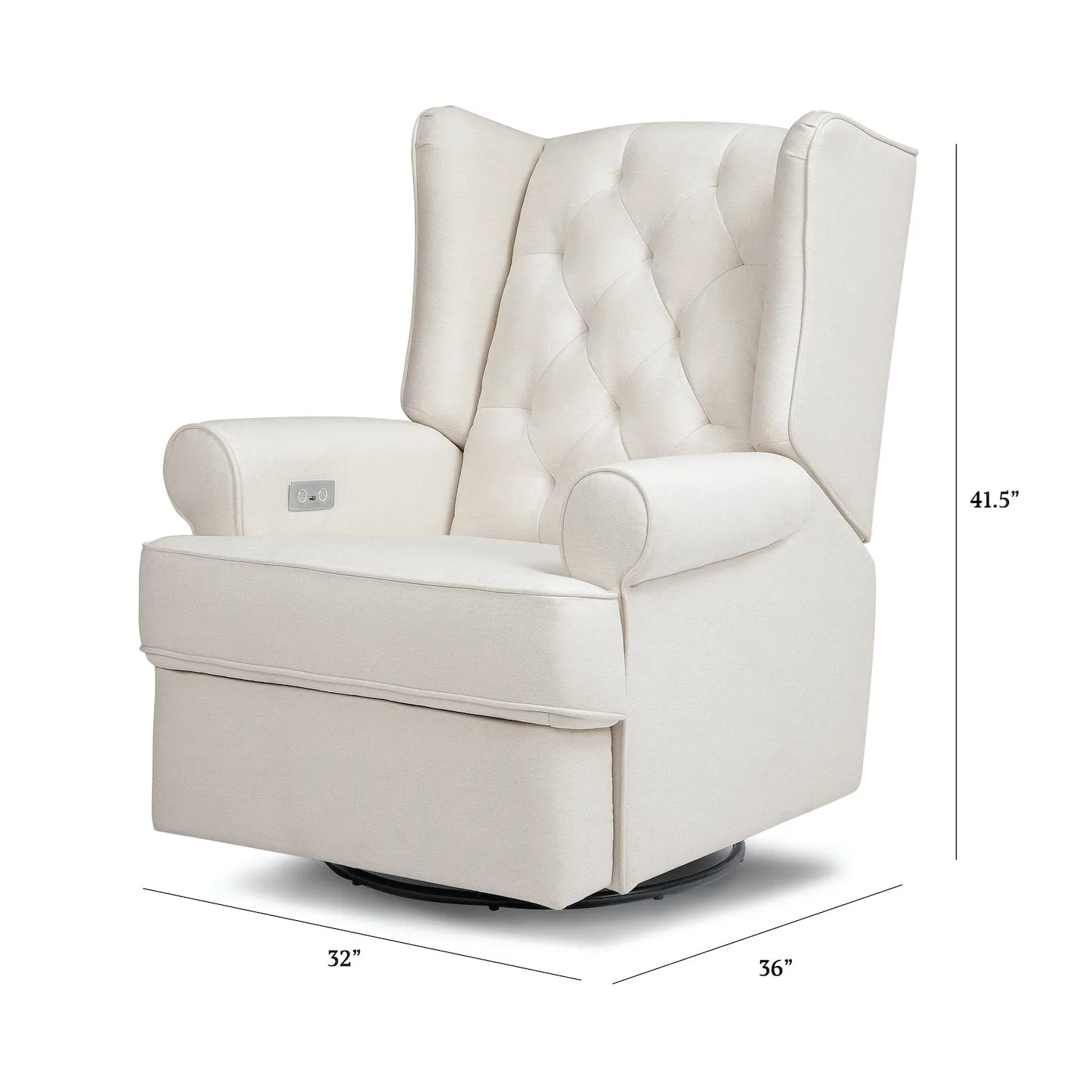 Harbour Electronic Recliner   Swivel Glider in Eco-Performance Fabric with USB Port - Cream