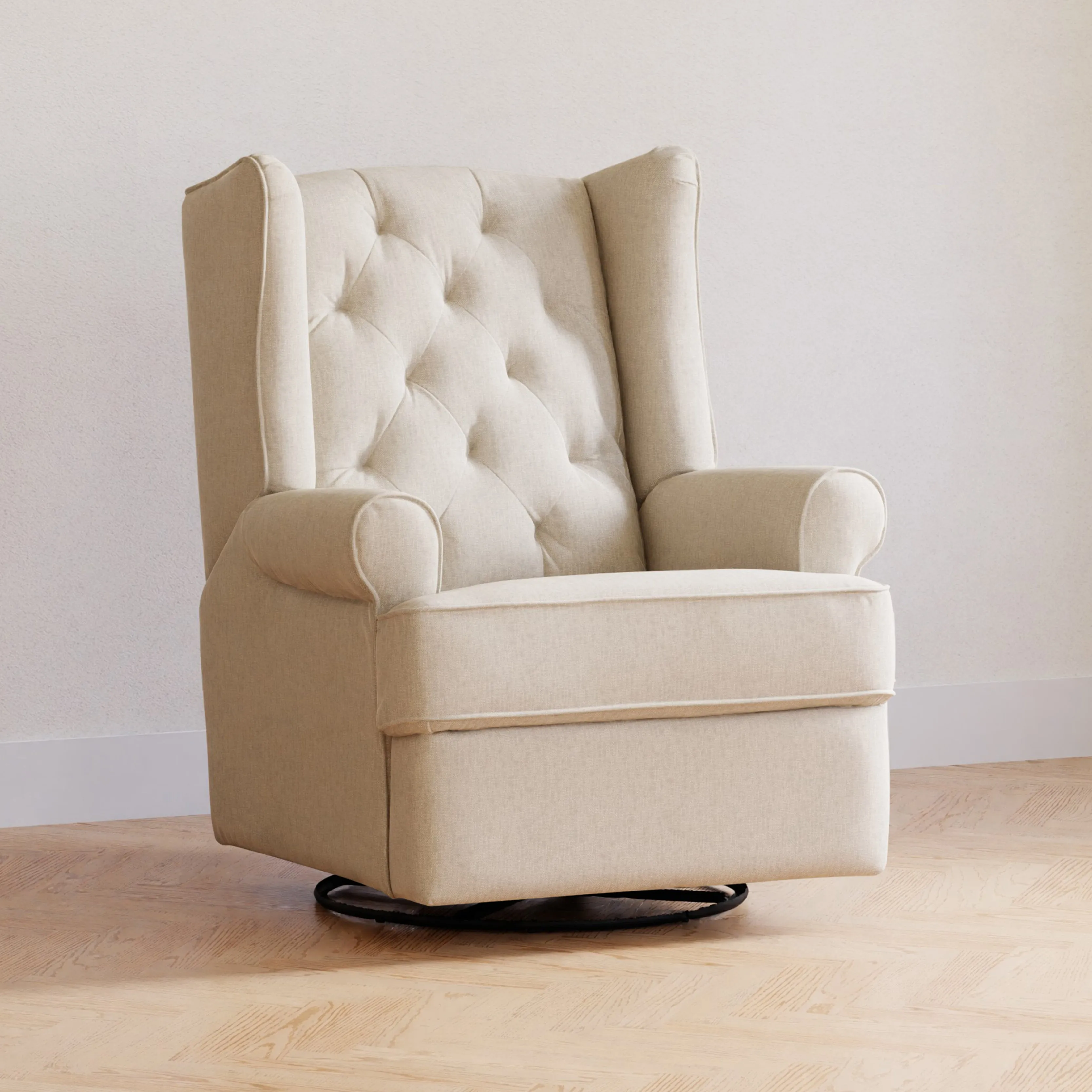 Harbour Electronic Recliner   Swivel Glider in Eco-Performance Fabric with USB Port - Cream