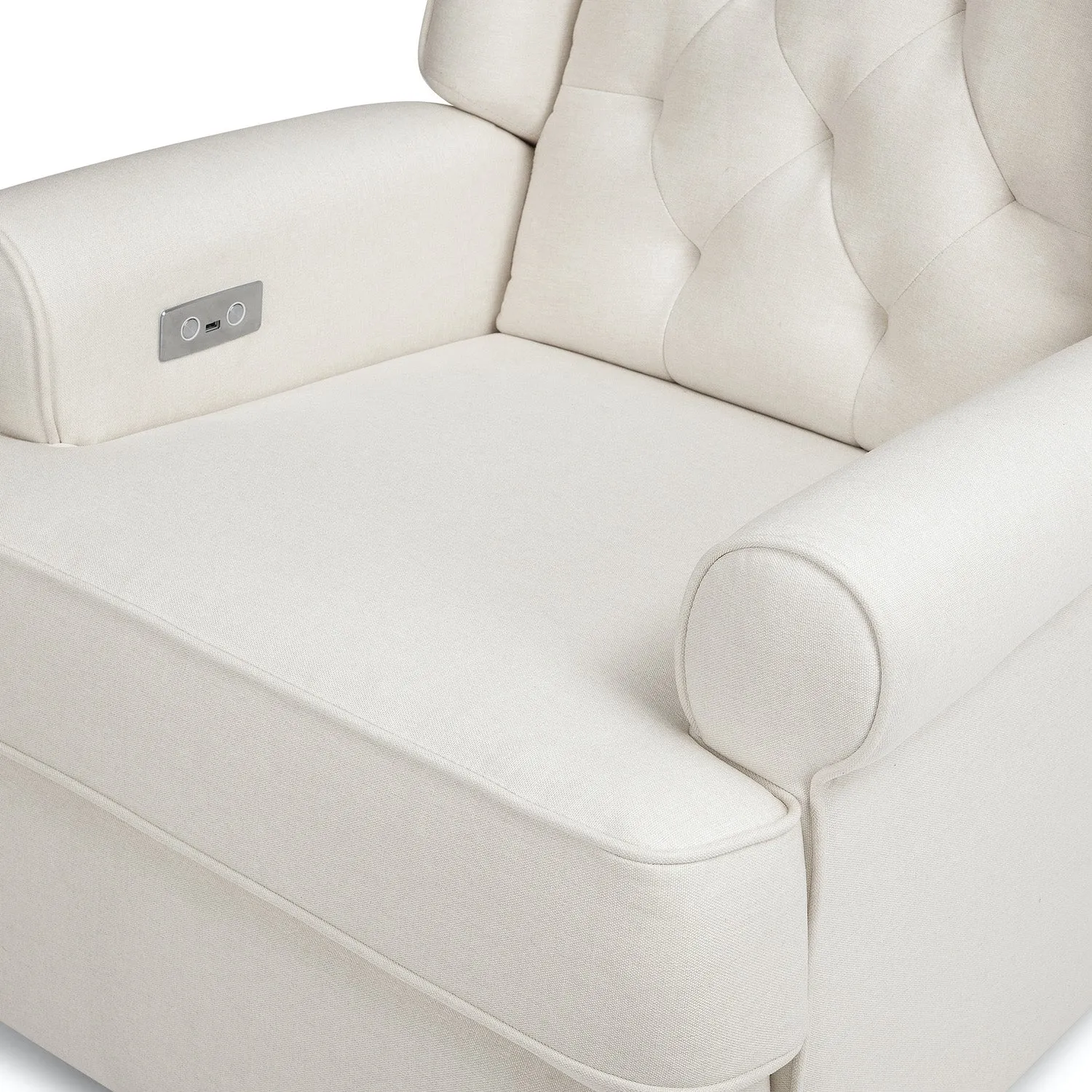 Harbour Electronic Recliner   Swivel Glider in Eco-Performance Fabric with USB Port - Cream