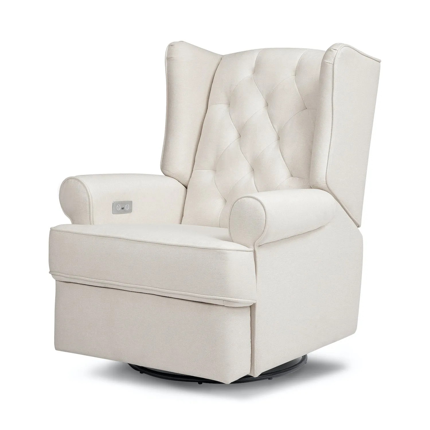 Harbour Electronic Recliner   Swivel Glider in Eco-Performance Fabric with USB Port - Cream