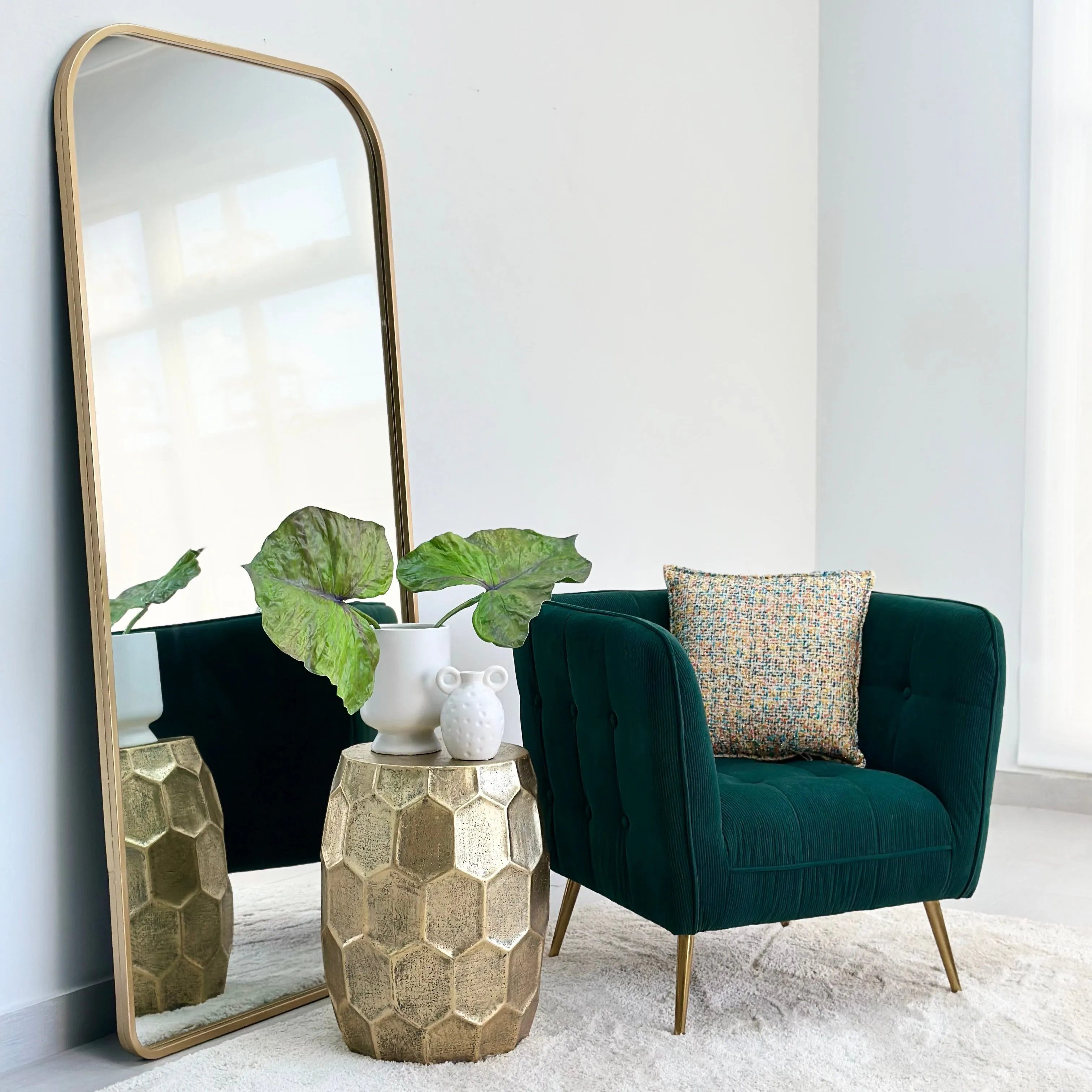 Honeycomb Gold Wash Side Table