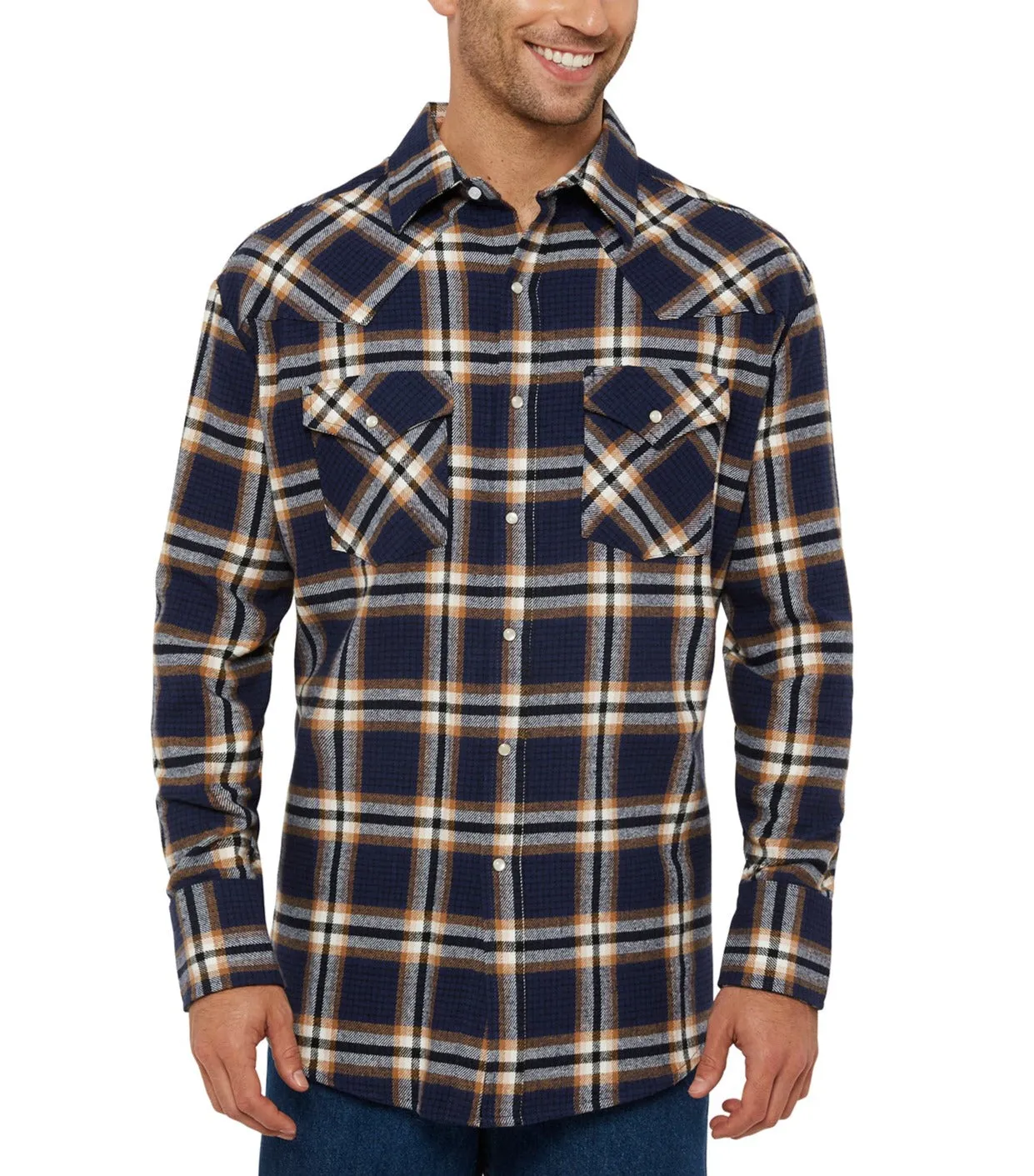 Men's Ely Cattleman Long Sleeve Brawny Flannel Western Snap Shirt