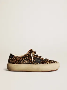 Men's Space-Star in leopard print pony skin with black star and heel