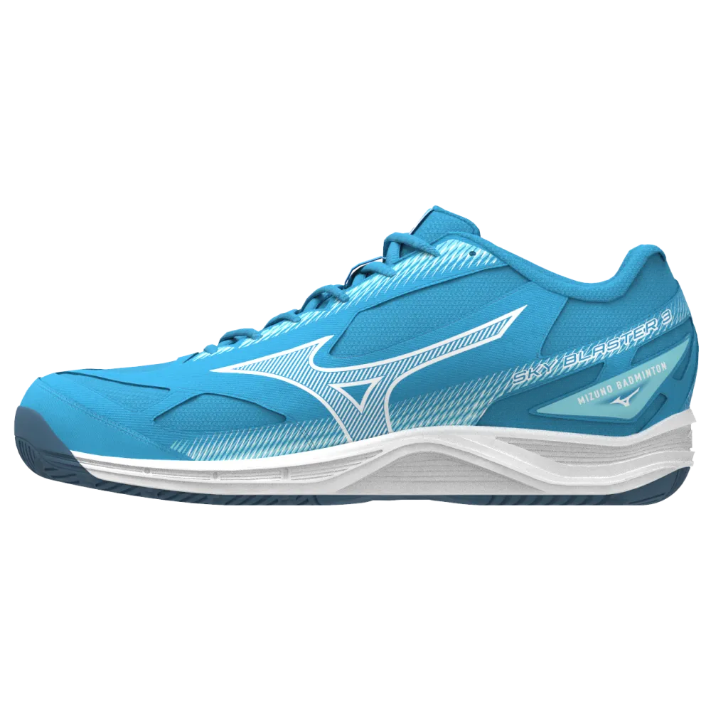 Mizuno Sky Blaster 3 Unisex Badminton Shoes (Swim Cap/White/Tanager Turquoise)