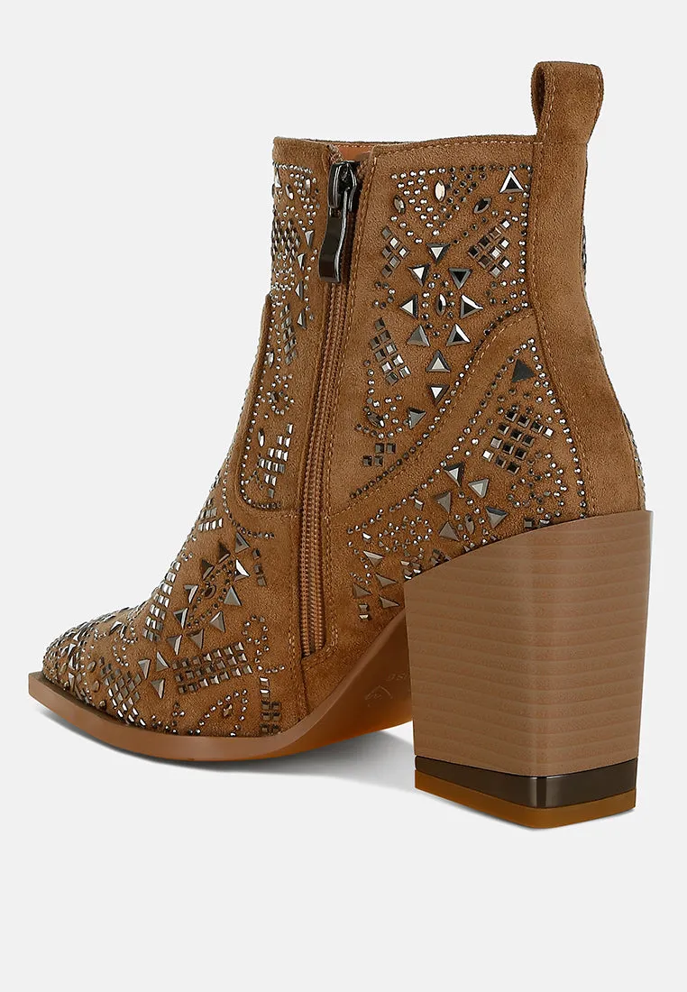 Omishi Stud Embellished Ankle Boots