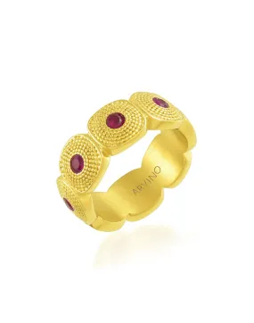 Pink Gem Honeycomb Shaped Chunky Band Ring