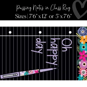 "Oh Happy Day" Notebook Paper Rug | Black and White Classroom Rug | Passing Notes in Class | Schoolgirl Style