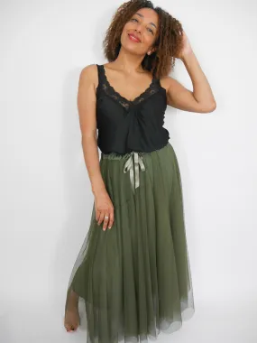 Tulle Skirt Khaki